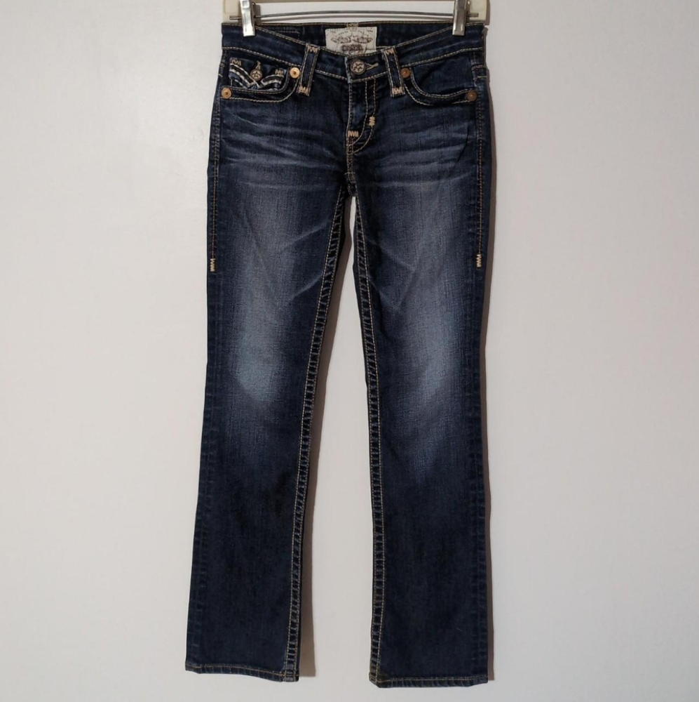 Big Star Blue Liv Slim Boot Cut Jeans with Vintage Fading